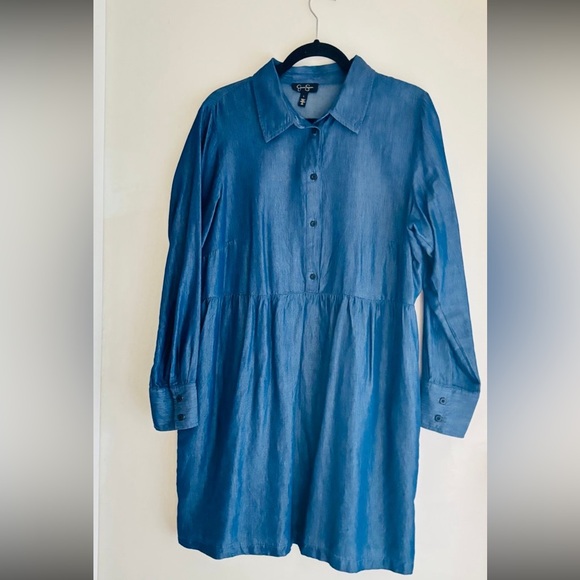 Jessica Simpson Blue  Button-Up Dress Size L - Picture 1 of 4